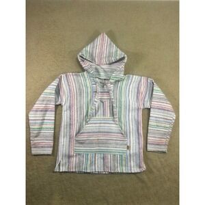 Molina Baja Hoodie Striped Pullover Poncho‎ Jacket Made in Mexico Size S